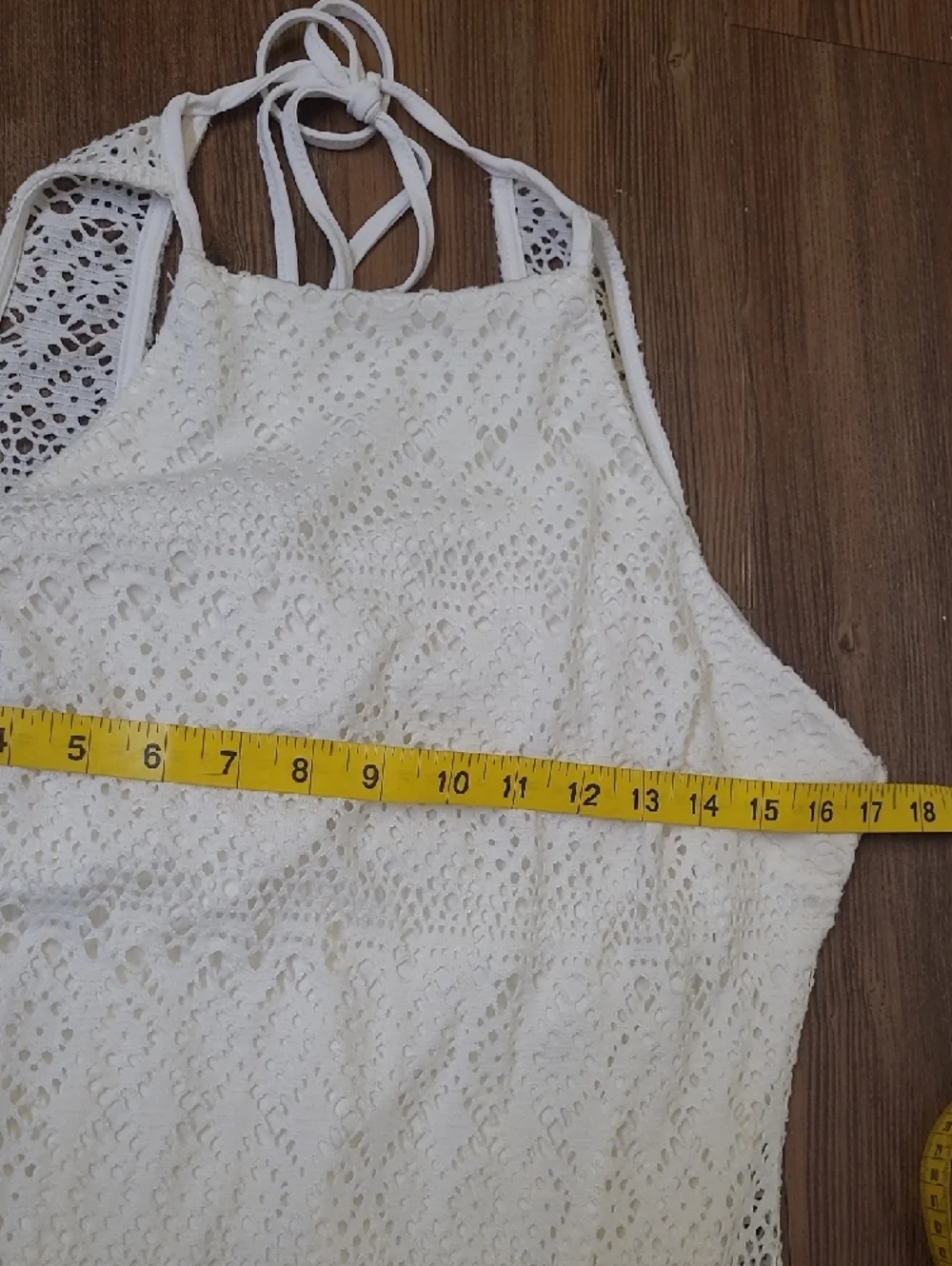 Bisou Bisou Cream Crochet Halter Maxi‎ Dress